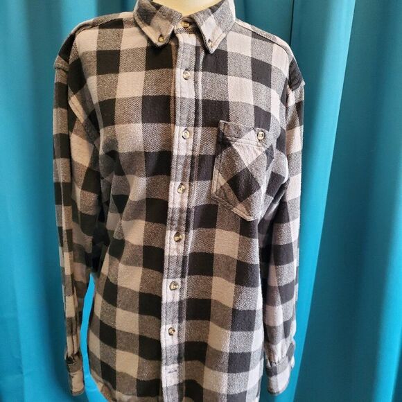 Custom VALHÖLL BREWING Viking Beer Pub Flannel Shacket  Gray/Black Plaid - Large - Picture 5 of 9